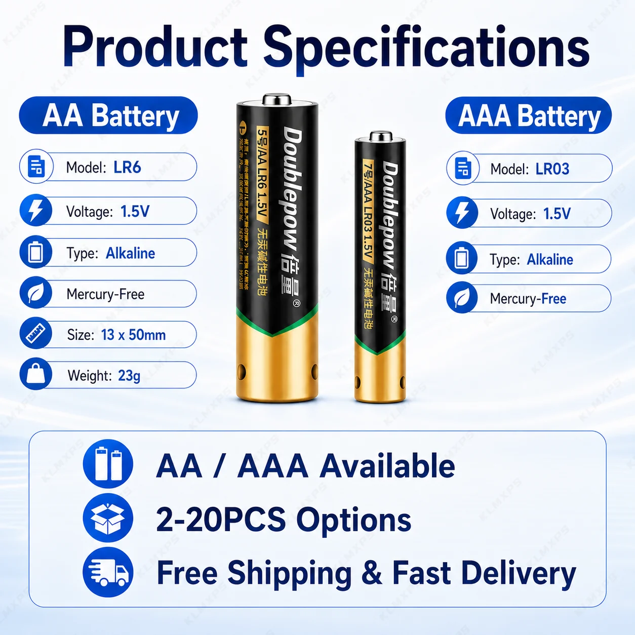 AA AAA Alkaline Battery 1.5V LR6 LR03 Non Rechargeable Dry Batteries for Remote Control Mouse Clock Toy