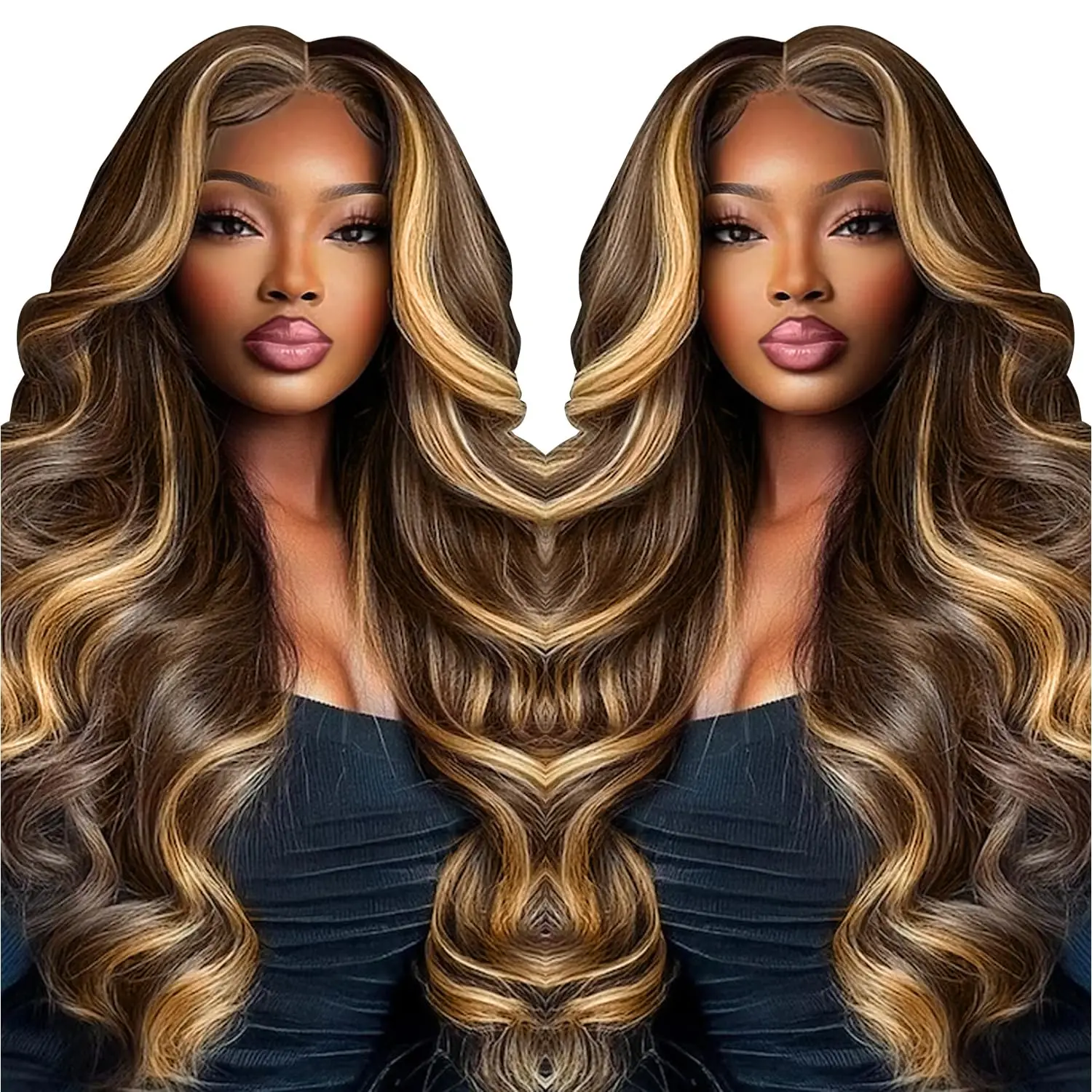 

18--28inch Ombre Lace Front Wig Human Hair 4/27 Highlight Body Wave Human Hair Wigs For Woman
