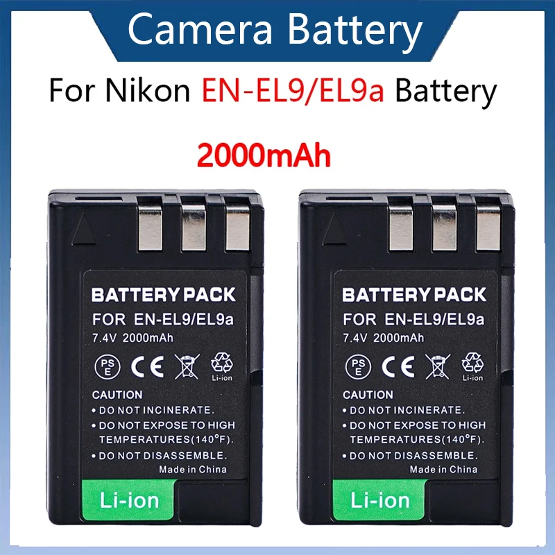 2000mAh EN-EL9 EN EL9 EN-EL9a EN EL9a EL9a Camera Battery For Nikon  D40 D60 D40X D5000 D300 L15 Battery