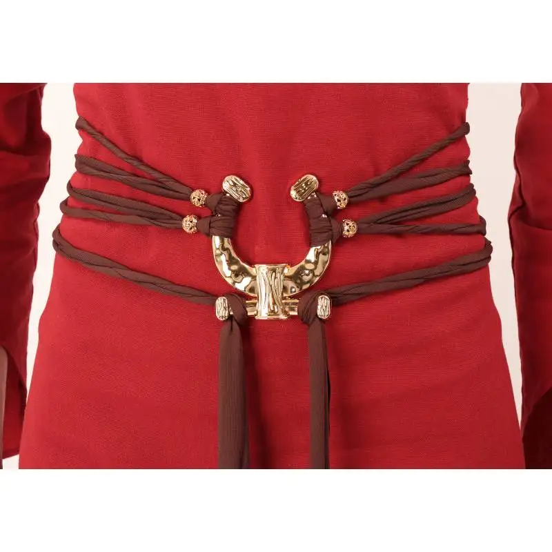 DAZCOS Renaissance Troll Cross Belt, Women Medieval Witch Pagan Rope Waist Chain Sash Costume Accessory for Dress