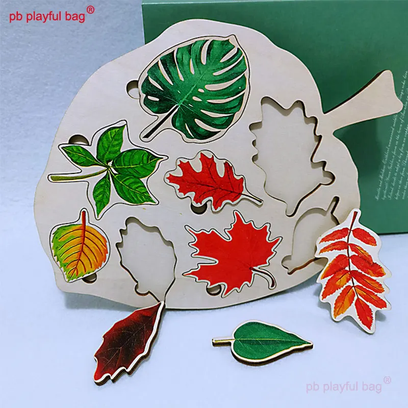 Wooden Montessori Puzzles Kids Educational Toys Leaf Puzzle Drawing Christmas Gifts Jigsaw Board Cognition Game UG309