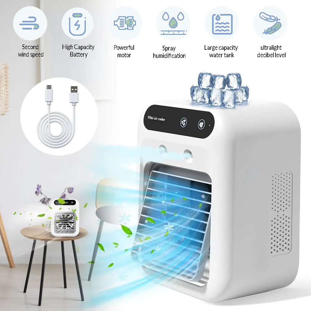 

Portable Mini Air Cooler with USB Charging Humidification 300ML Water Tank Low Voltage Personal Cooling Fan for Home