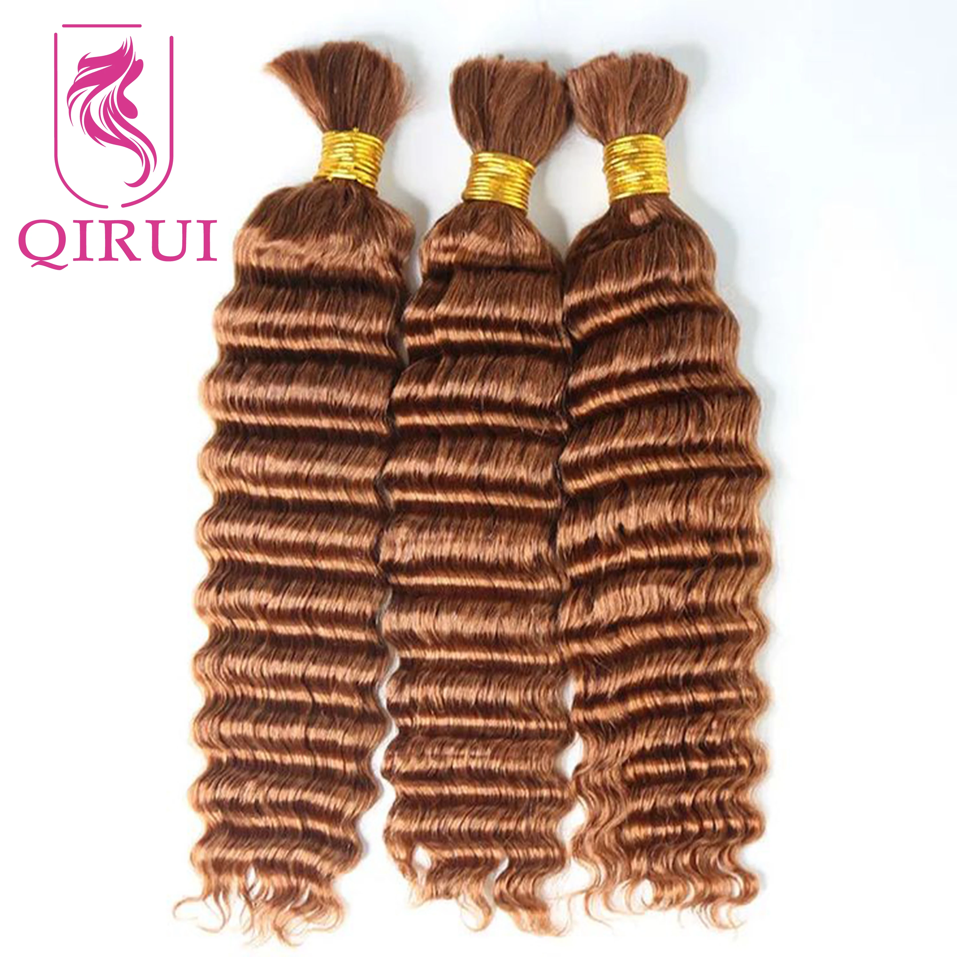 

Deep Wave Boho Braids Human Hair Extensions Bundles Bulk Human Hair For Braiding Color 30 Double Drawn Wholesale