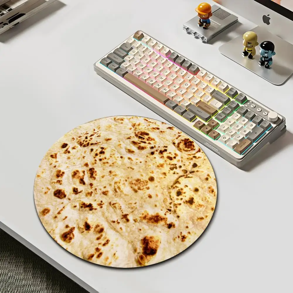 

HYBXAXC Funny Tortilla Print Round Mouse Pad, Non-Slip Desk Mat, Thick Rubber Base for Gaming & Office
