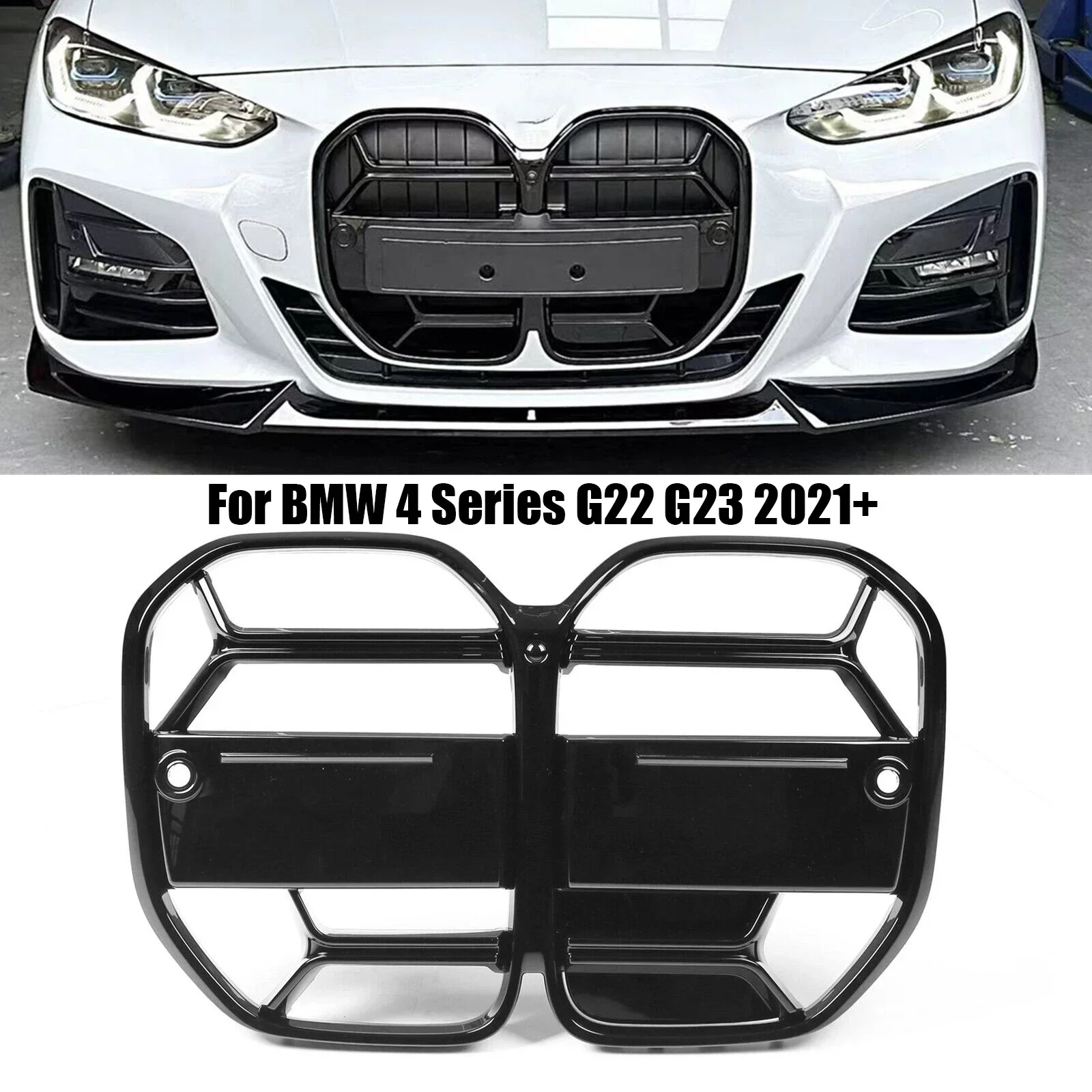 Front Bumper CSL Style Replacement Mesh Grill For BMW 4 Series G22 G23 430i & M440i 2021+ Carbon Fiber Look