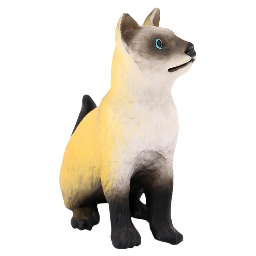 Siamese Cat Ornament Plastic Plaything Model Artificial Desktop Adornment Kids Cognitive Toy Early Education Toys