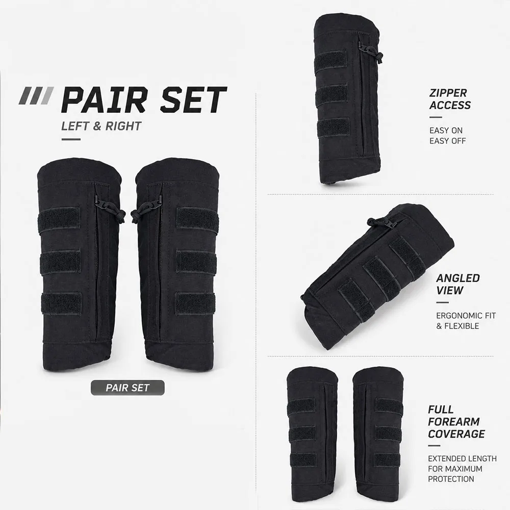1Pair Tactical Forearm Guard Arm Armor Protector with Zipper Pocket Hook Loop Straps for Airsoft Paintball Outdoor Training