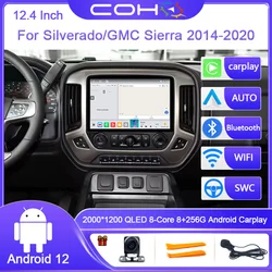 Voor Silverado/Gmc Sierra 2014-2020 Android 12.0 Octa Core 8 + 256G 12.4 Inch Auto Multimedia Speler Stereo Ontvanger Radio