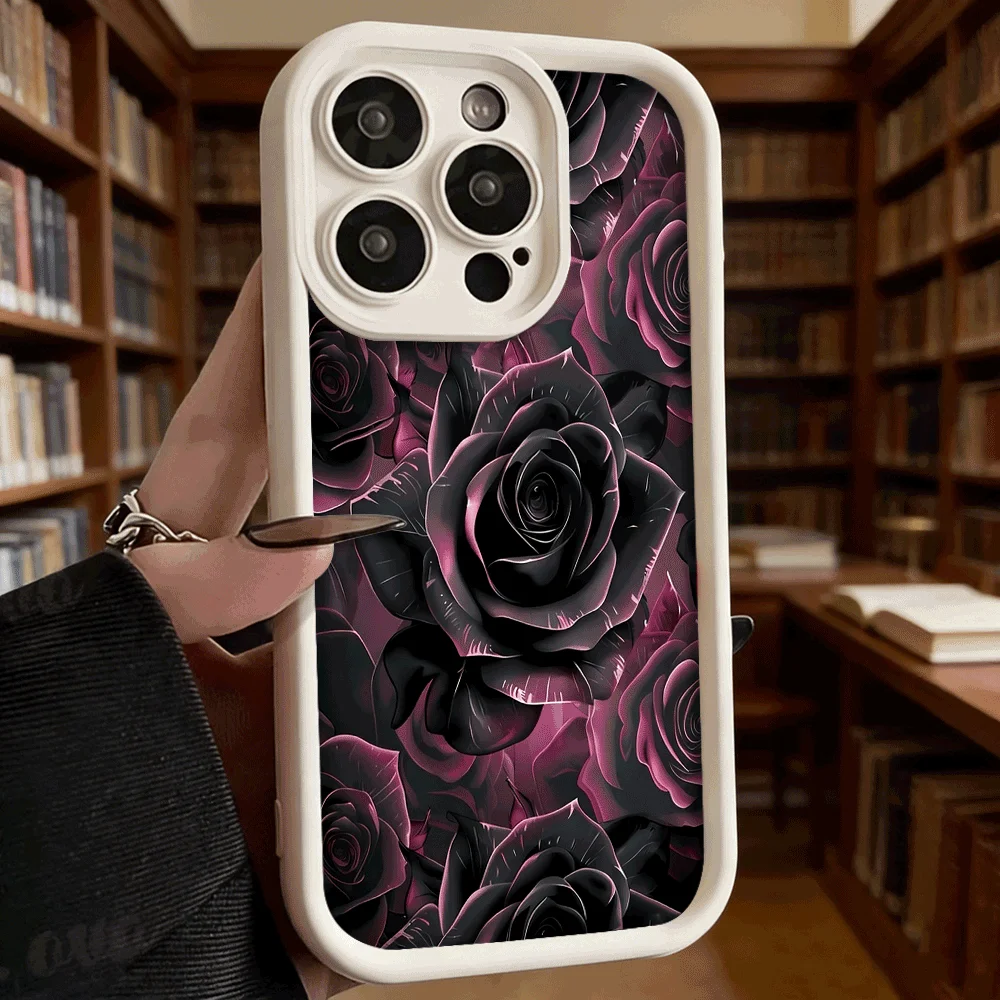 Dunkelrosa Rosen Kunst Luxus Anti-Rutsch TPU Handyhülle für Xiaomi Redmi Note 15 14 13 12 11 10 9 Pro Vollschutz-Cover – Detail 9