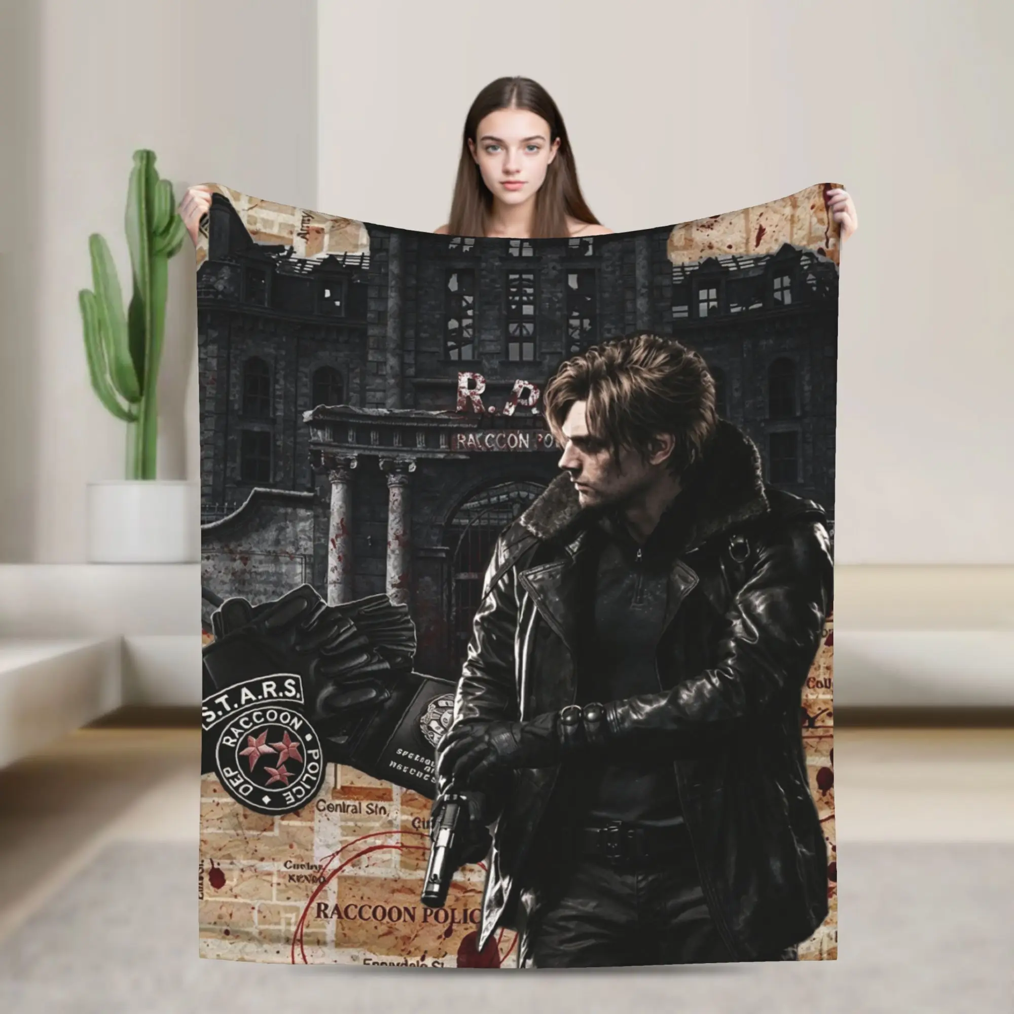 Custom R-Residents Evils Blankets Warm Flannel Horror Game Throw Blanket for Bedroom Office Bedspreads
