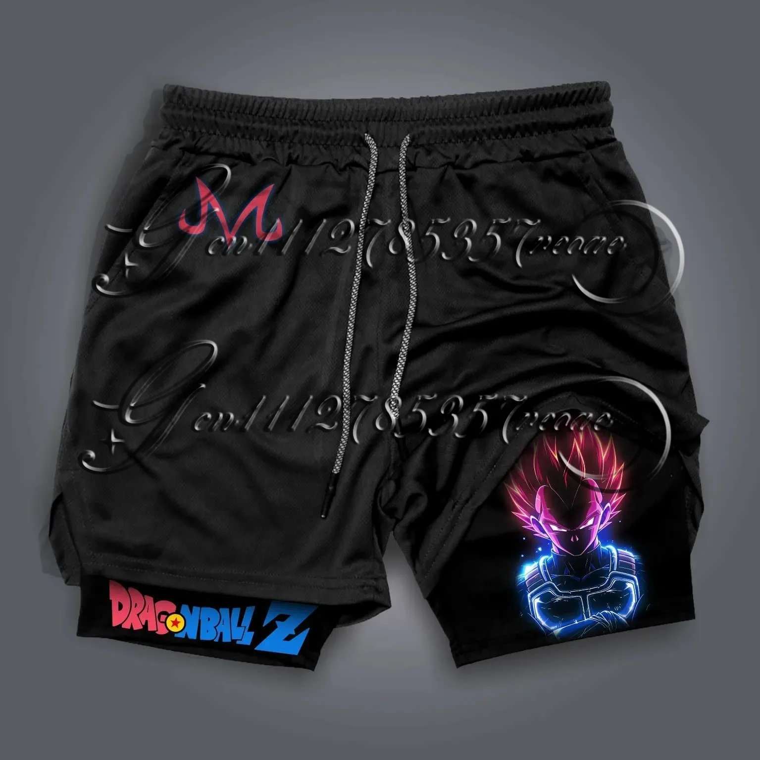 

Летние шорты для спортзала 2-в-1 с принтом Dragon Ball Z Vegeta, 2026 год, мужские, оверсайз, для фитнеса, в стиле ретро, унисекс, спортивные, Y2K