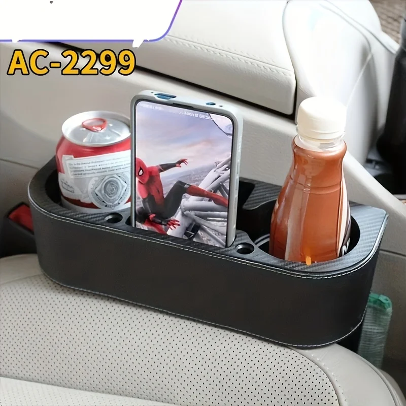 Multifunctional Car Seat Gap Storage Box Dual Cup Holder Insert Design Organizer Durable Auto Interior Accessories