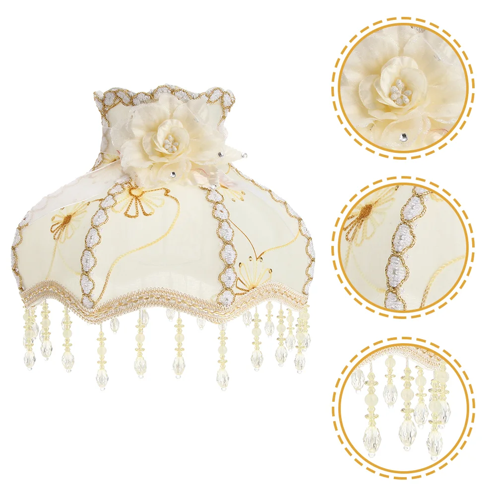 

Desk Lamps Lampshade Fabric Cover Vintage Rose European Style Beige Cloth Lampshades