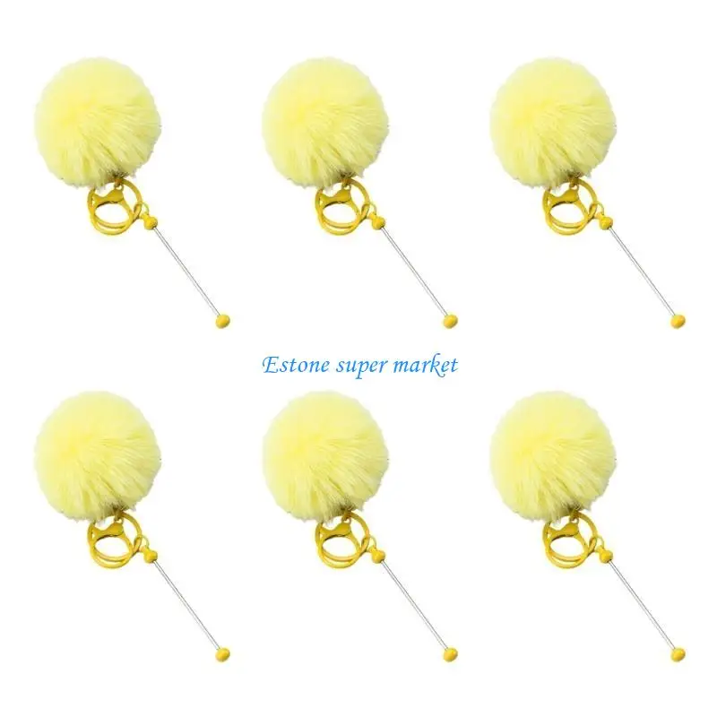 090B Elegant Furred Keychain Giveaway Charm Schoolbag Phone Pendant Stylish Furred Keychain Ornament Beadable