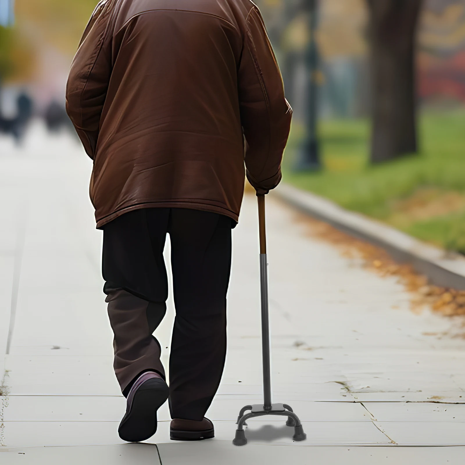 

Аксессуары для костылей с четырьмя ногами, насадки из трости из нержавеющей стали, противоскользящие резиновые ножки для стабильности, пожилые люди, походная палка