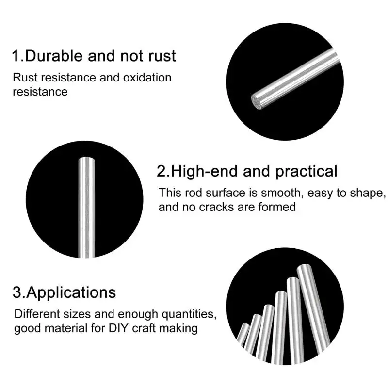 1-5 adet Paslanmaz Çelik Model Düz Metal Metrik Yuvarlak Mil Çubuk Paslanmaz Çelik Yuvarlak Çubuk Çapı 1mm ~ 14mm DIY Zanaat Aracı