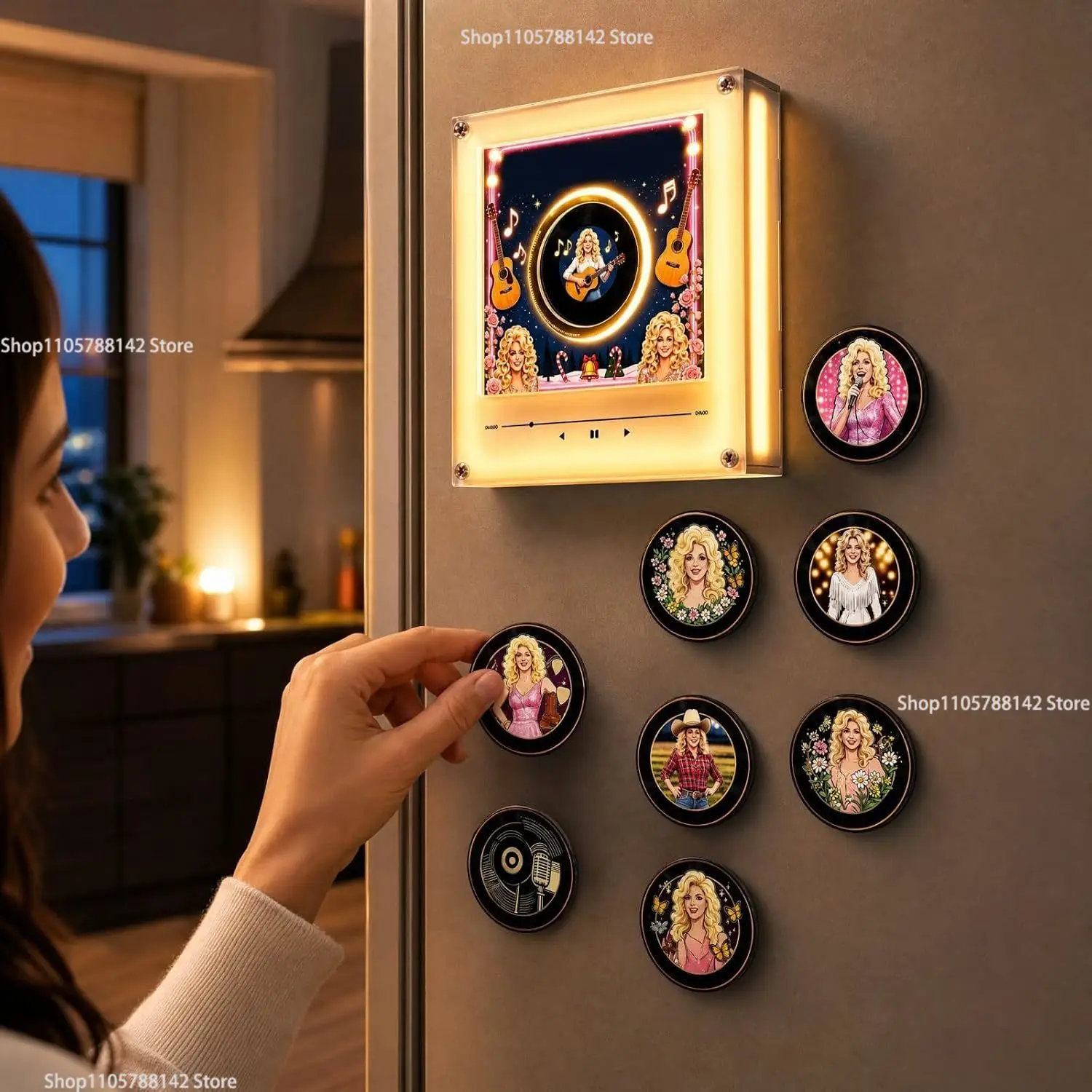 Dolly Music Magnets for Refrigerator Mini Magnetic Vinyl Player for Fridge Player Music Box Gift For Country Music Fans Decor
