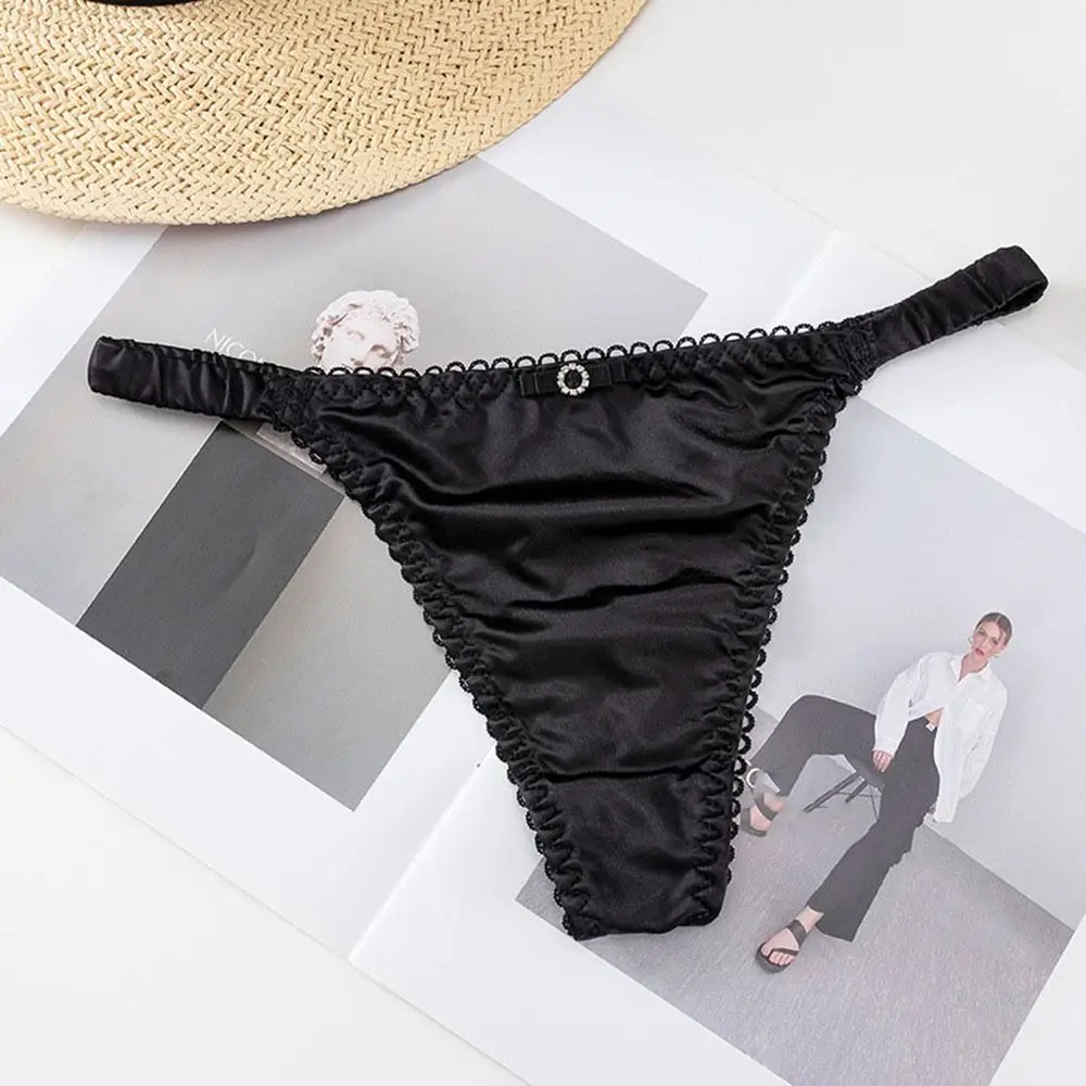 Seamless Underwear For Girl Sports Panties For Women Low-waist Solid Color Women Thong Bow Panties Female Lingerie Satin Briefs
