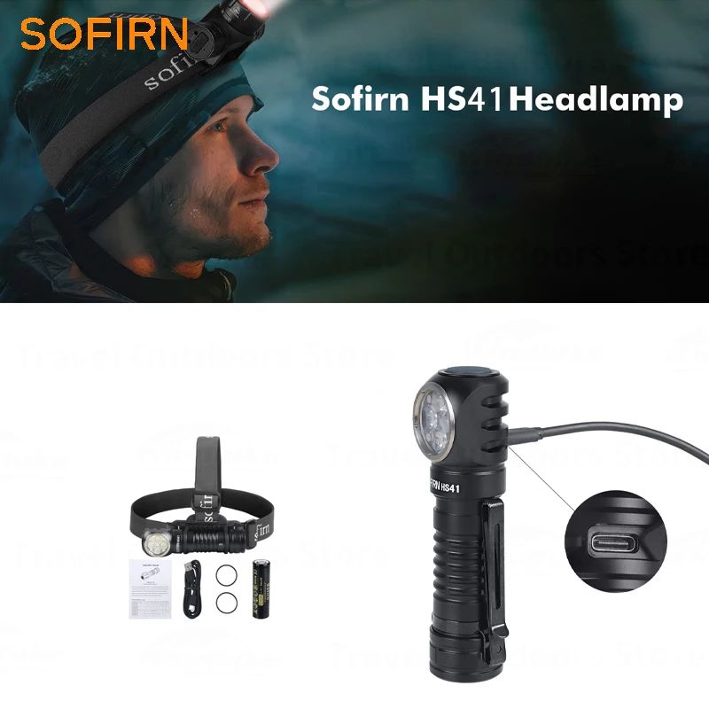 SOFIRN 4000lm 21700 USB C Rechargeable Headlamp 5000k or 6500k SST-20 LED Powerful Flashlight, Torch Indicator with Magnet Tail