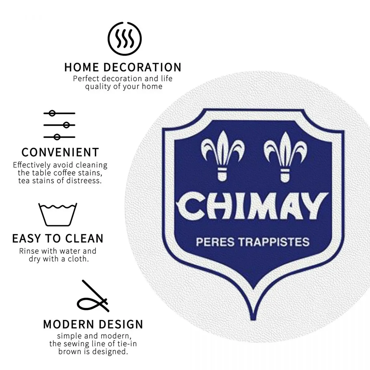 Chimay Logo Coasters Kitchen Placemats Non-slip Insulation Cup Coffee Mats For Decor Home Tableware Pads Set of 4 - view 6