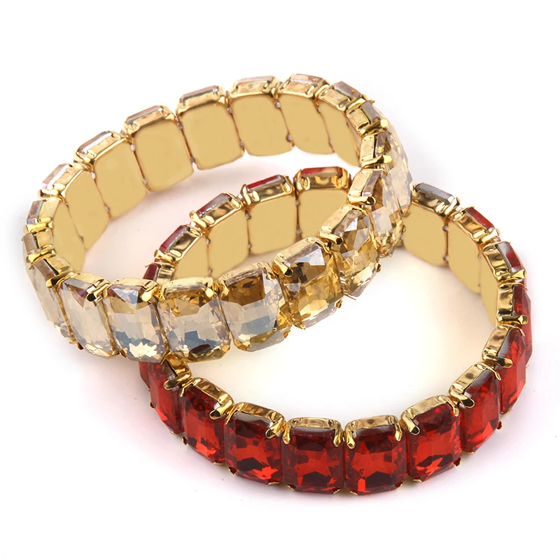 Fashion Bohemian Jewelry Bracelet Elasticity Rectangle Crystal Bracelets Gift