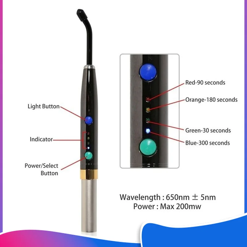 VV Dental PAD Light Dental Soft Tissue Laser 650nm Wireless Handheld Diode Laser For Root Canal Disinfection Pain Relief