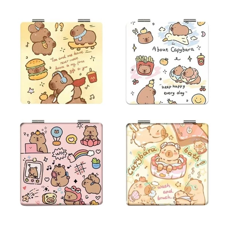 Gương trang điểm gấp gương trang điểm hình vuông nhỏ gương tay cầm tay động