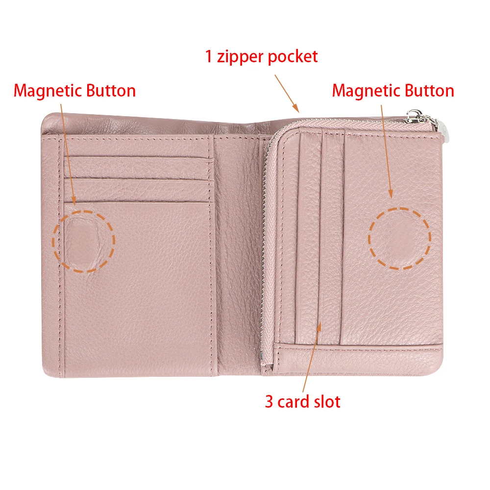 URBAN MASTER Genuine Leather Trifold Short Wallets, Multi-card Slots Card Holder Classic Textured Women's Coin Purse 1756