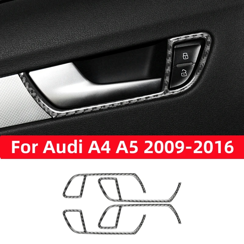 For Audi A4L A4 B8 2009-2016 Q5 2009-2017 A5 2008-2017 Accessories Carbon Fiber Interior Car Door Handle Frame Decor Cover Trim