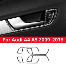 Moldura de fibra de carbono para manija de puerta Interior de coche, A4L cubierta decorativa para Audi, A4, B8, 2009-2016, Q5, 2009-2017, A5, 2008-2017