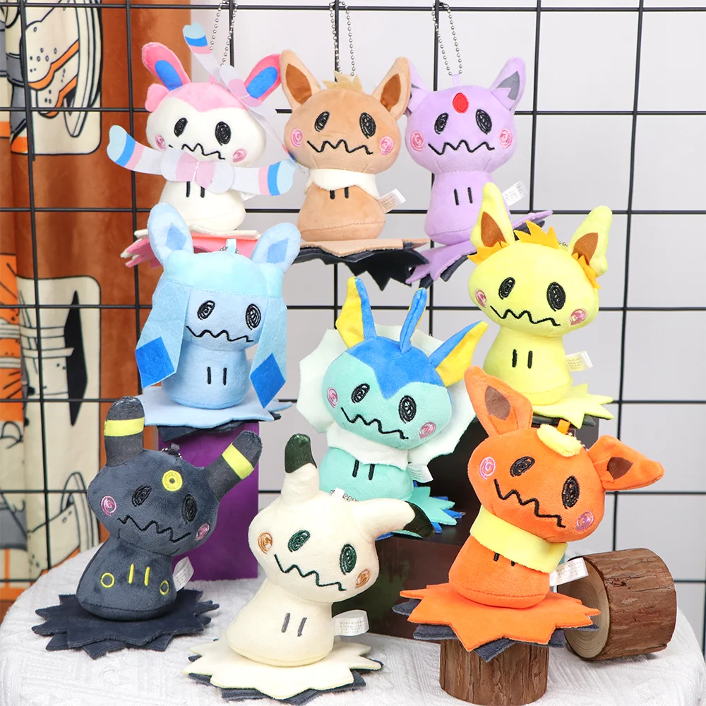 6CM Pokemon Mimikyu Eevee Umbreon Sylveon Snorlax Keychain Plush Toy Soft Espeon Glaceon Stuffed Peluche Pandents Dolls