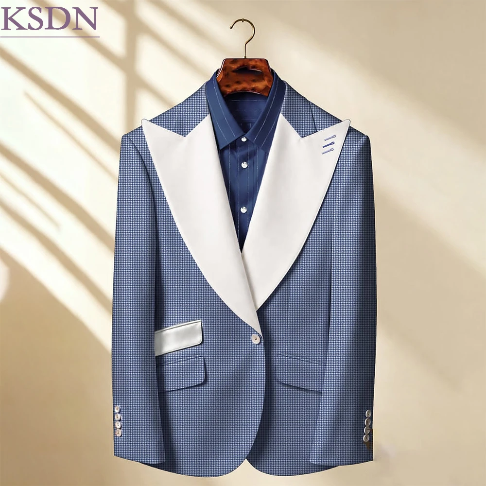 Customoized Men Blazer Fashion One-Button With White Peak Lapel 1 Piece Jacket Formal Evening Outfits Costume Homme