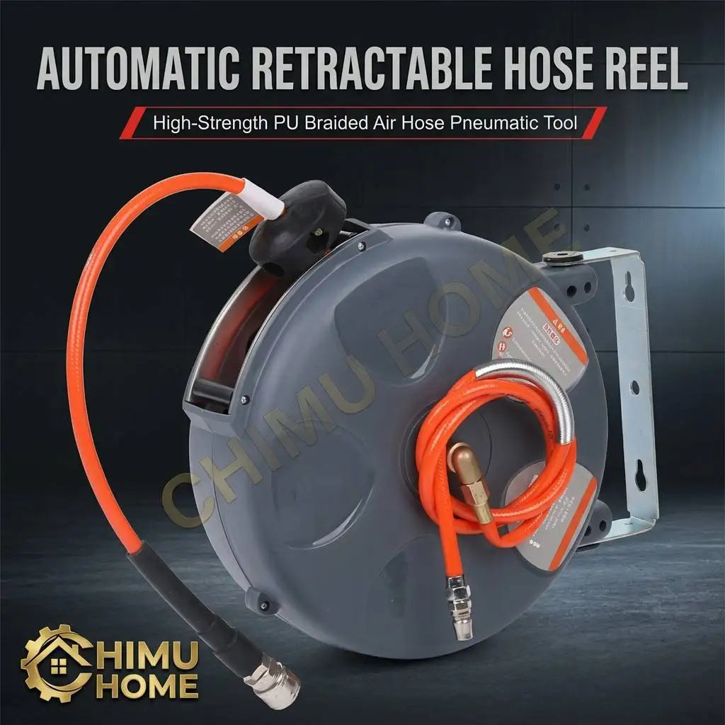 【CHIMU HOME】 Professional Automatic Retractable Air Hose Reel 10M 15M 20M Wall Mounted PU Mesh Hose for Workshop Garage