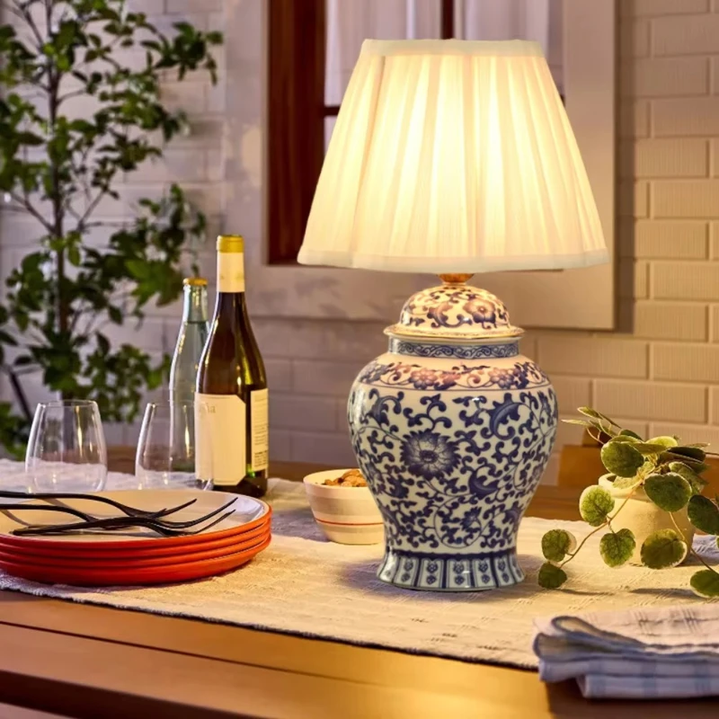 

Chinese cordless bedside lamp with rechargeable porcelain white pleated lampshade E14 bulb base,