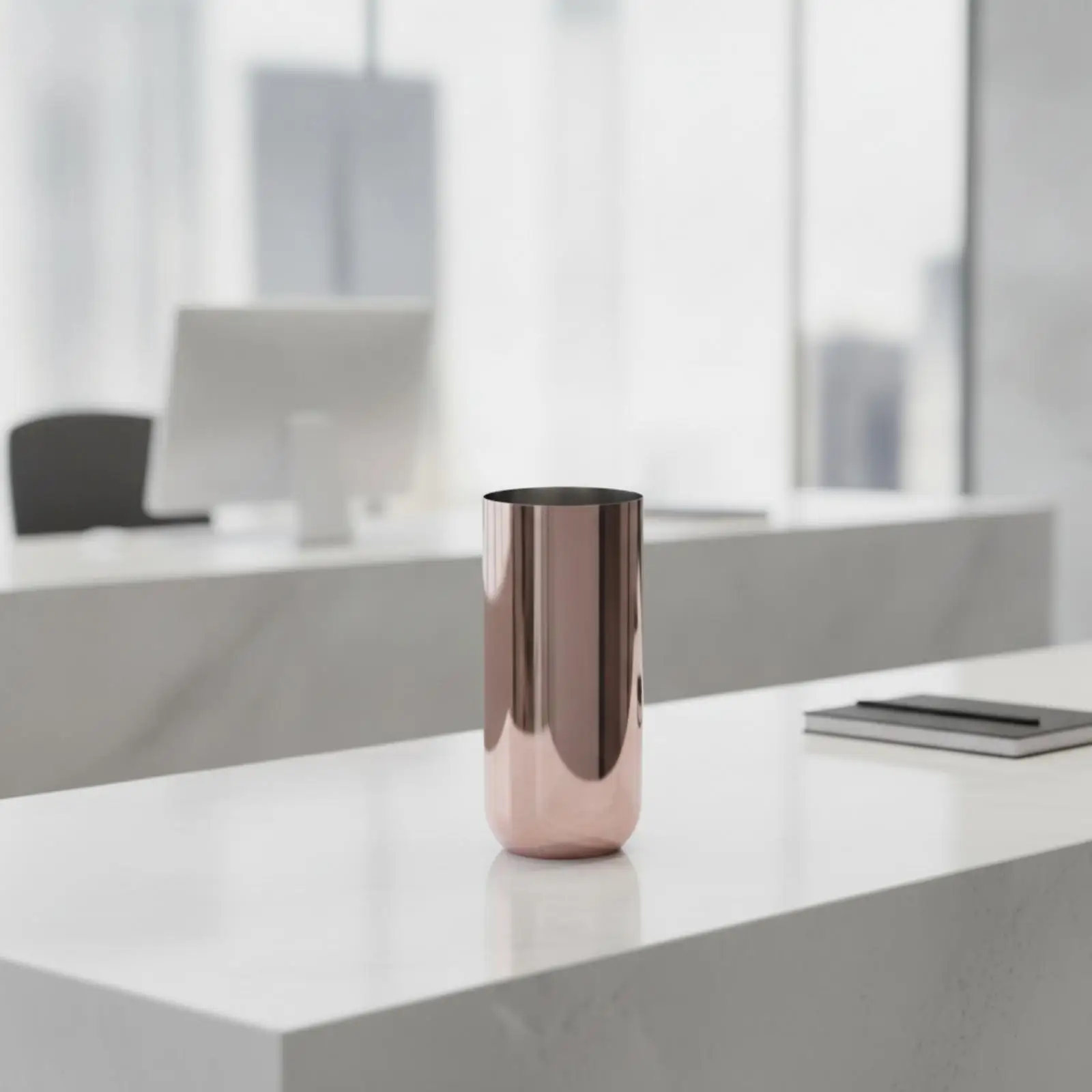 Stainless Steel Cylinder Flower Vase Nordic Style Minimalist Cylinder Vase Vessel Sleek Modern for Decorators, Dining Tables