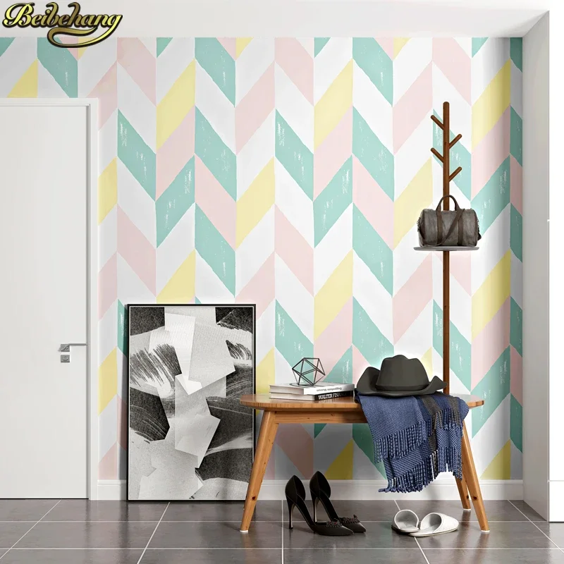 beibehang Nordic wallpaper modern minimalist geometric lattice square wallpaper for living room bedroom TV background wall paper