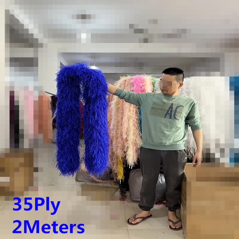 

Super Thick 35Ply Fluffy Ostrich feather boa Trims for Party Costume Dress Sewing Decoration plumas Trim Colored 2 Meters