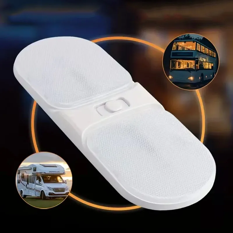 1PC/2PCS 12V 24V Vehicle Interior Light with On/Off Switch - Cold White RV Interior Lighting for RV Van Camper Boat Dome Light