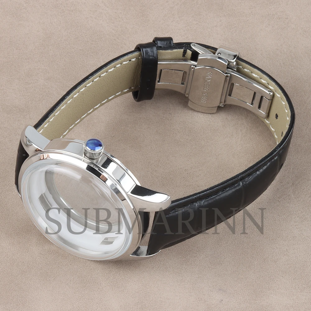 Rose Gold/Silver 40mm Men's Case Arched Glass 316L Stainless Steel 20MM Leather Strap For Cocktail NH35 NH38 Movement 35mm Dial - view 3