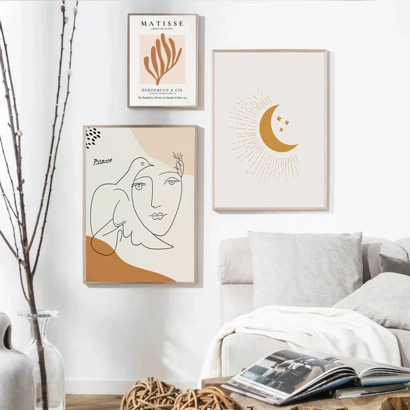Matisse Art Style Morandi Abstract Facial Figure Unframed Canvas Painting Posters For Living Room Bedroom Home Wall Art Decor