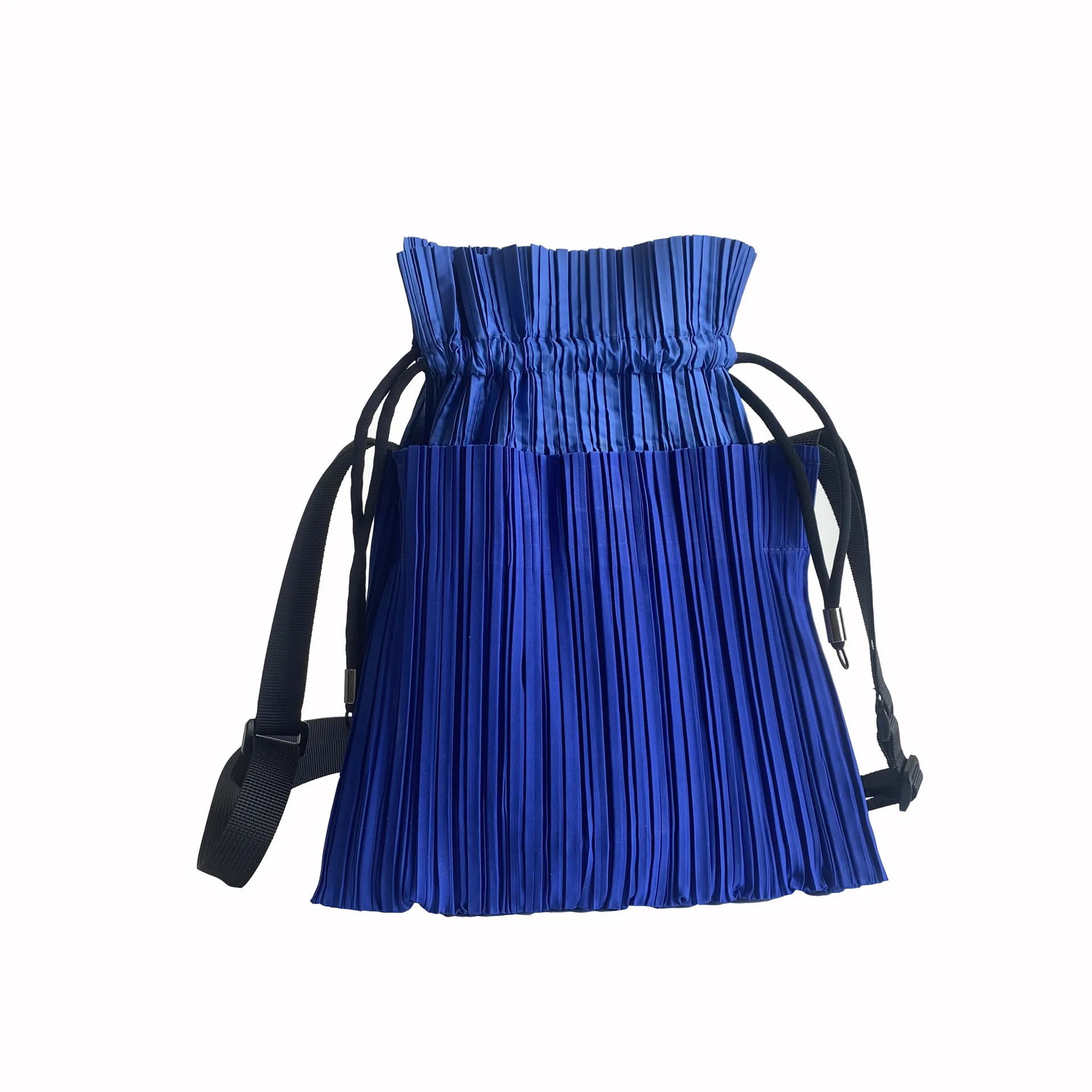 GGHK  Miyake Pleated Splicing Shoulder Bag 2023 New Crossbody Small Hit Color Korean Design Drawstring Bucket Bag