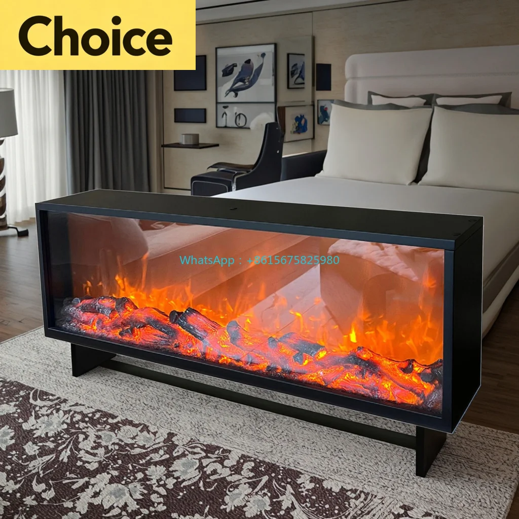 47 Inch Metal Electric Fireplace Built-in Virtual Flame Home Hotel Decor