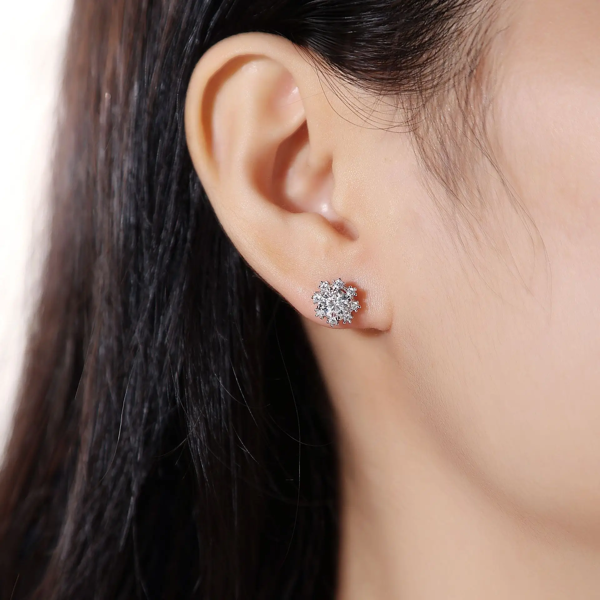 

0.5CT/1CTD VVS1 All Moissnaite Diamond Earring for Women 925 Sterling Sliver Plated 18k white gold Stud Ear Wedding Fine Jewelry