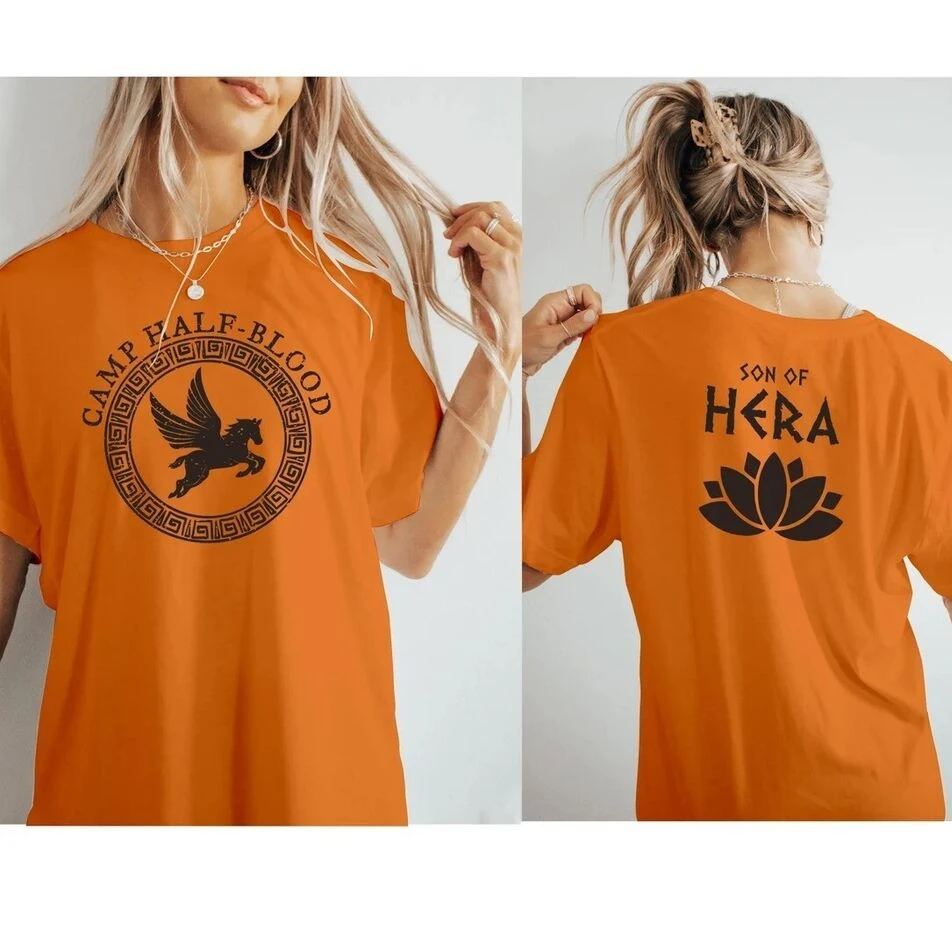 ค่าย Half Blood Long Island Percy Jackson ลูกชายของภาษากรีกเสื้อยืดแฟชั่นฤดูร้อนสบายๆผ้าฝ้ายนุ่มสบาย Unisex พิมพ์ Tees
