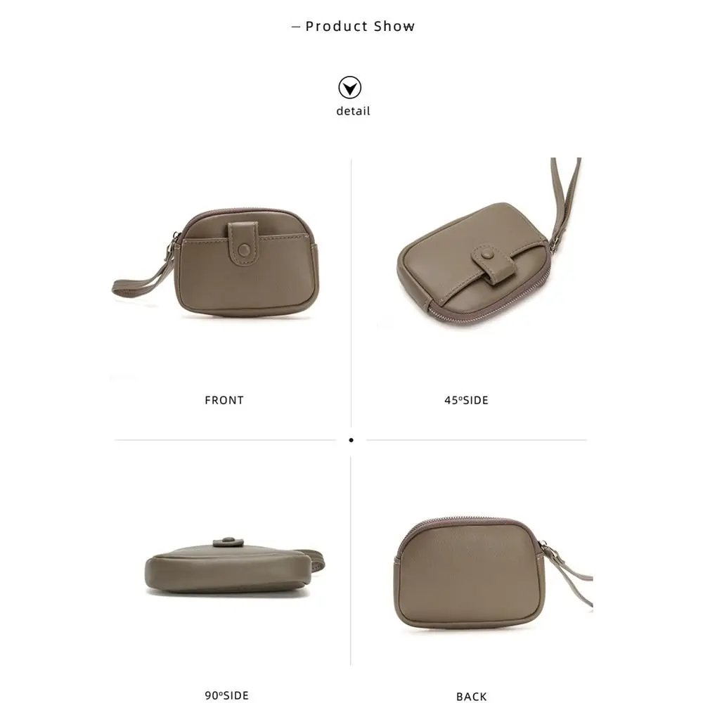 

Casual with Wrist Lanyard Handheld Wallet Korean Style Solid Color Zipper Coin Purse Earphone Pouch Clutch Small Item Bag Women