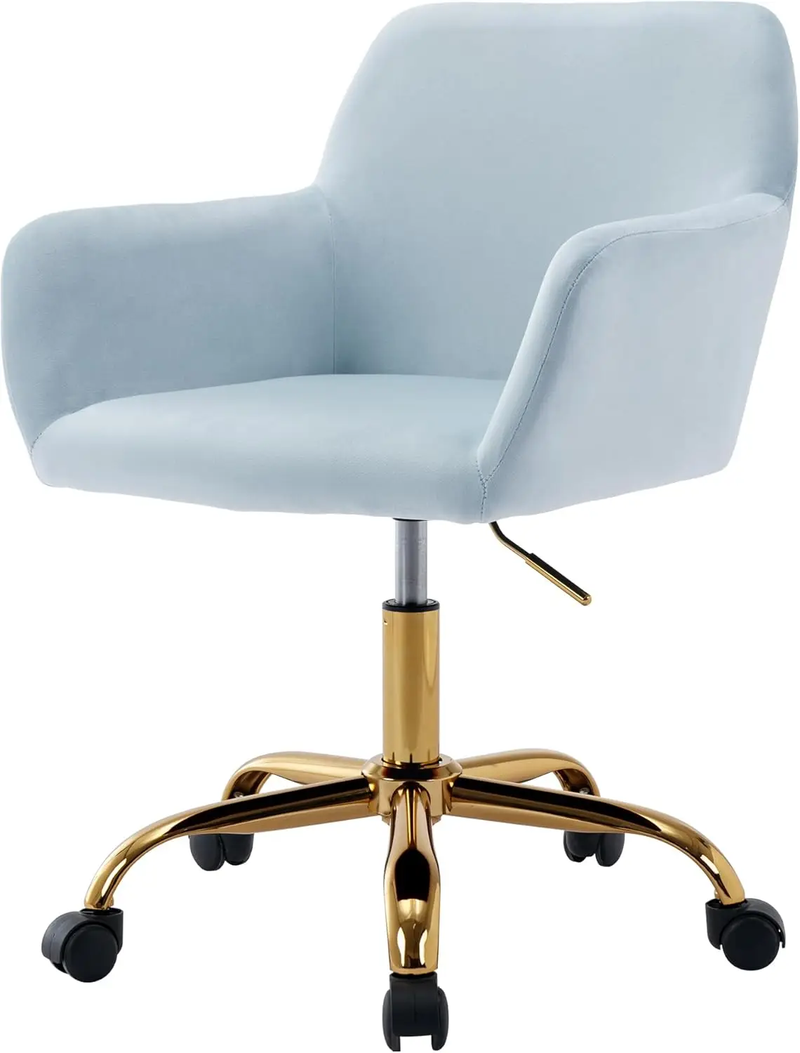 

360°Swivel Desk Chair, Modern Height Adjustable Home Office Armchair With Golden Base For Teens Women Girls, Upholstery