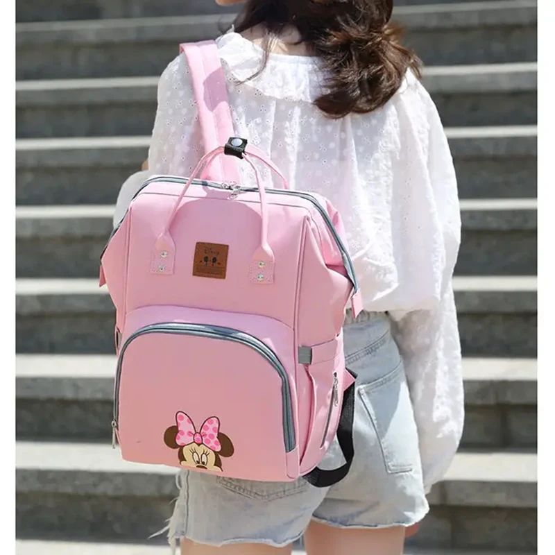 

2024 Disney's New Mother and Child Backpack Cartoon Fashion Baby Diaper Bag Popular Large Capacity Multifunctional Mom Backpack