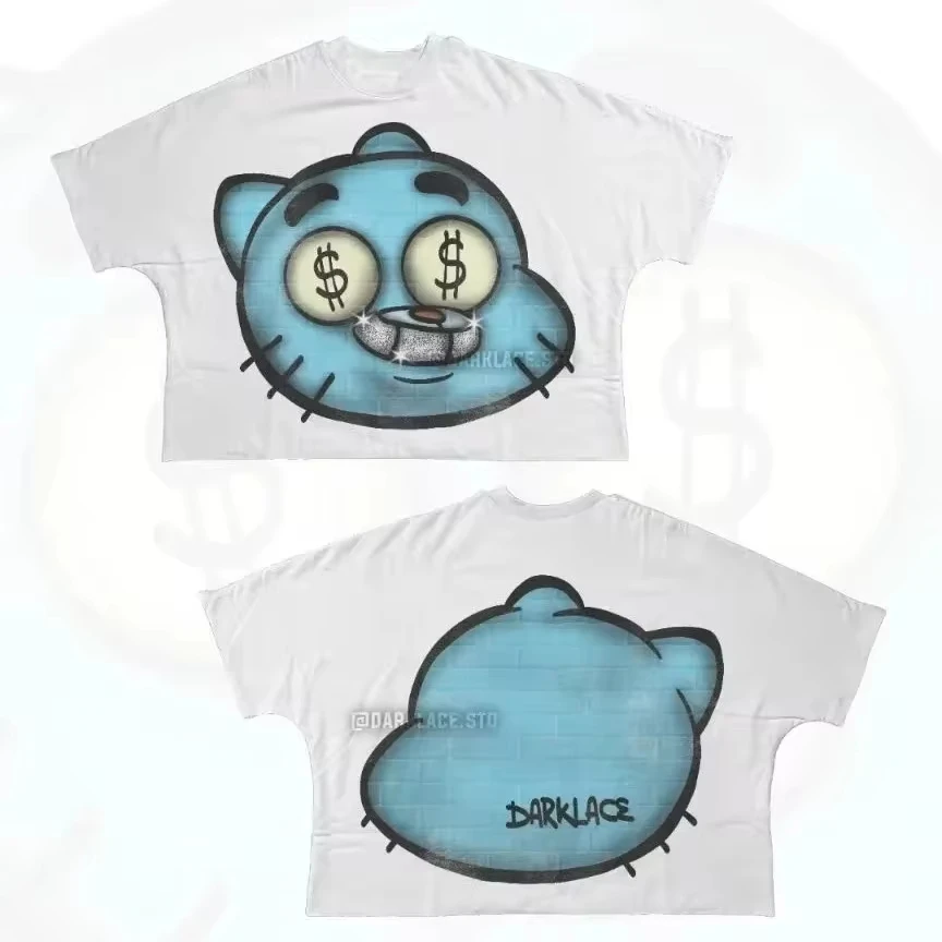 

Streetwear T Shirt Hip Hop Fun Cartoon Graphic Printed Oversized T Shirt Harajuku Gothic Cotton Short Sleeved Clothing Men Women