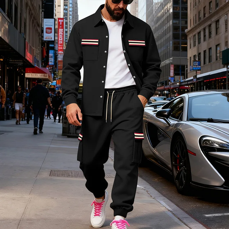 منتجات شتوية جديدة عبر الحدود مجموعة قميص سترة حرارية مخملية فضفاضة ثقيلة للرجال في الهواء الطلق #4