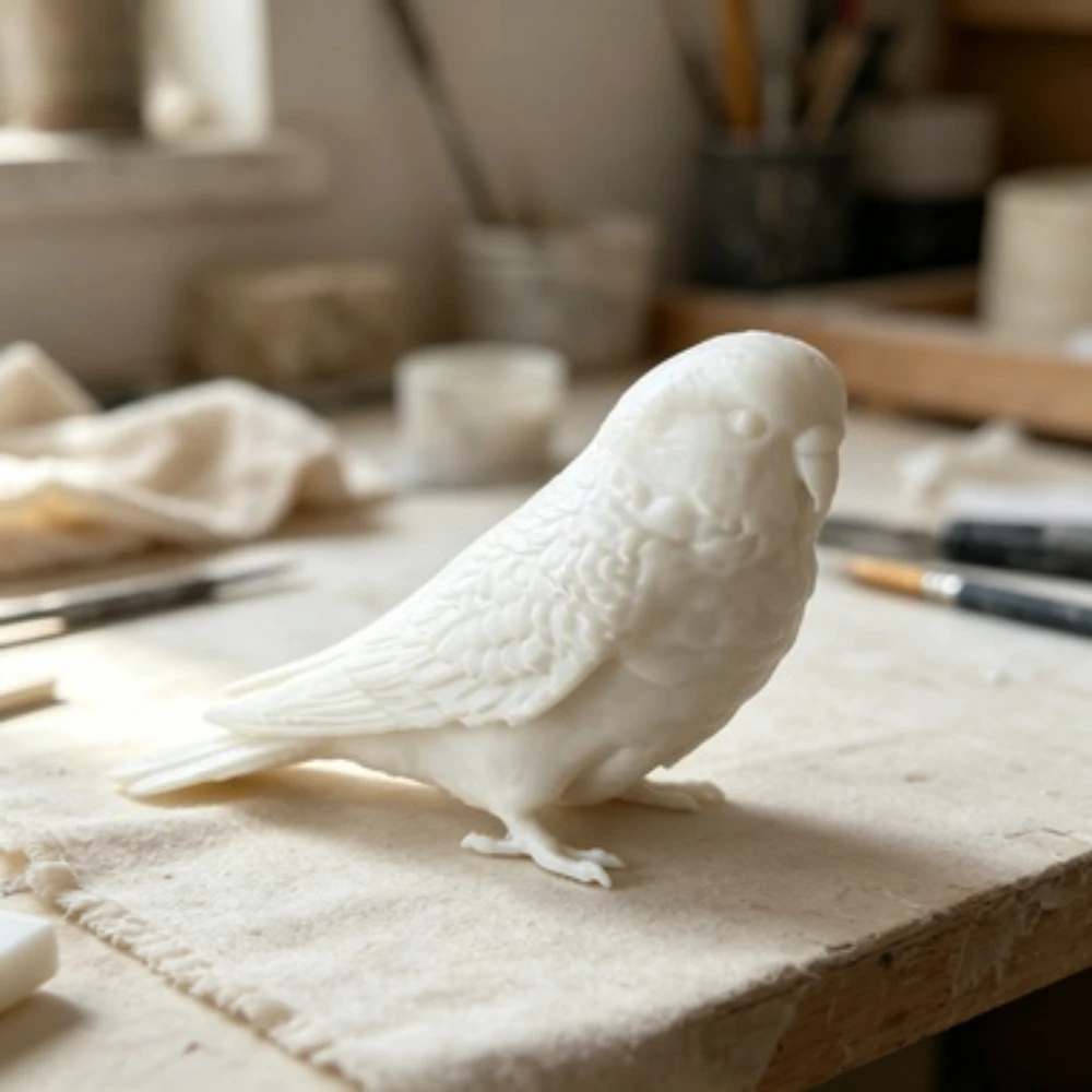 3D Printed Realistic Budgie Parrot Model Lifelike Tiger Skin Parakeet Figurine Desktop Decor Bird Collectible DIY Ornament